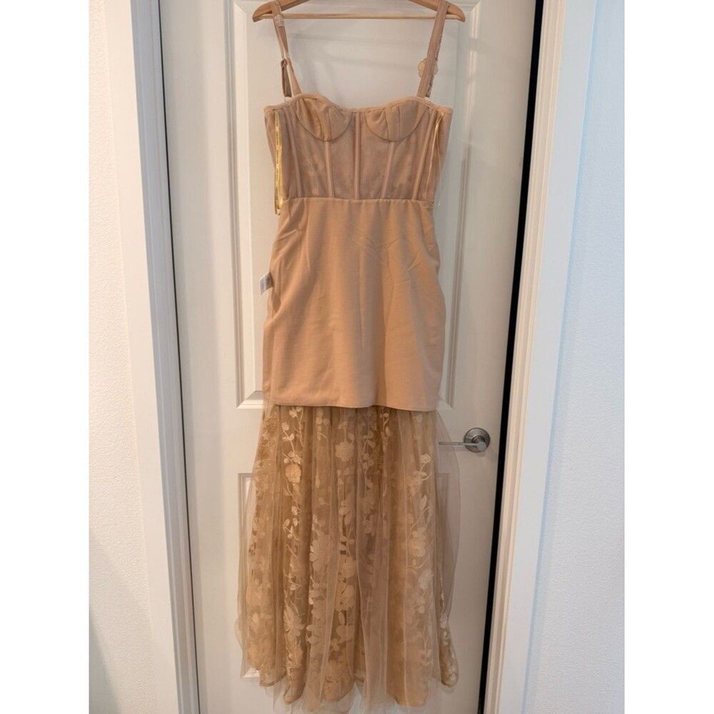 NEW BRONX AND BANCO JASMINE GOLD GOWN w flower appliqués, wedding max dress - Picture 12 of 12